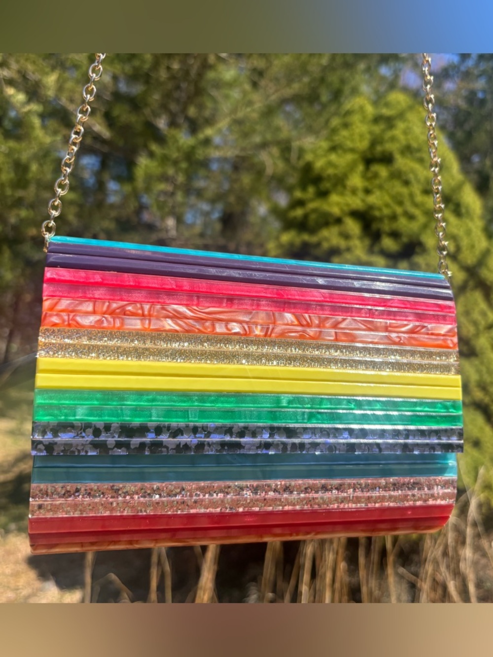Kurt Geiger London Rainbow Party Envelope Clutch Crossbody Bag - Picture 3 of 17